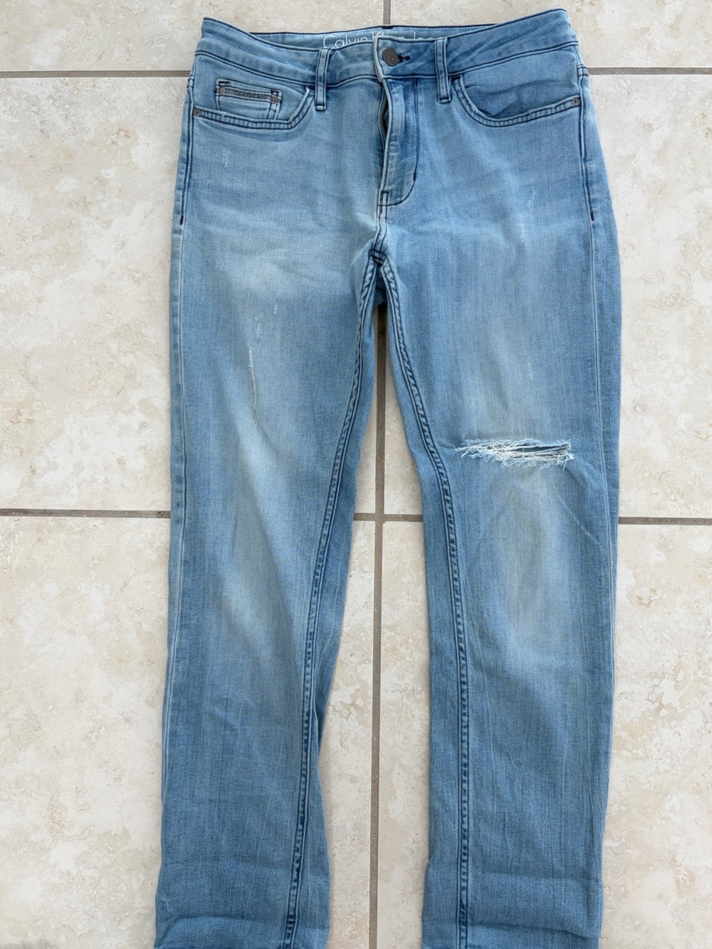 Calvin Klein Jeans Light Blue Skinny Distressed Men’s Jeans